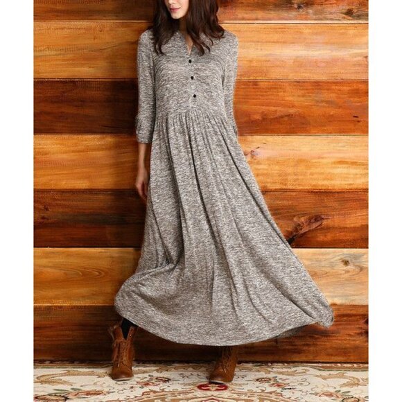 Reborn Collection oatmeal’s melange button front maxi size XL boho Stevie Nicks - Picture 1 of 7